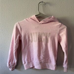 Juicy Couture Girls Light Pink Rhinestone Logo Hooded Sweatshirt